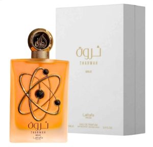 Perfume Árabe Tharwah Gold Lattafa EDP 100ml Feminino – Floral Baunilha Sofisticado