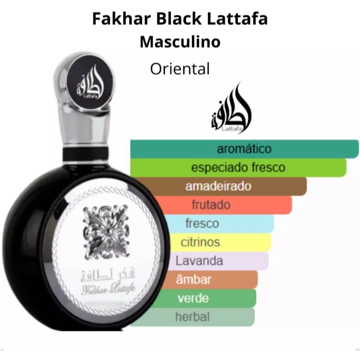 Perfume Árabe Lattafa Fakhar Black EDP 100ml Masculino – Aromático Amadeirado Elegante - Imagem 2