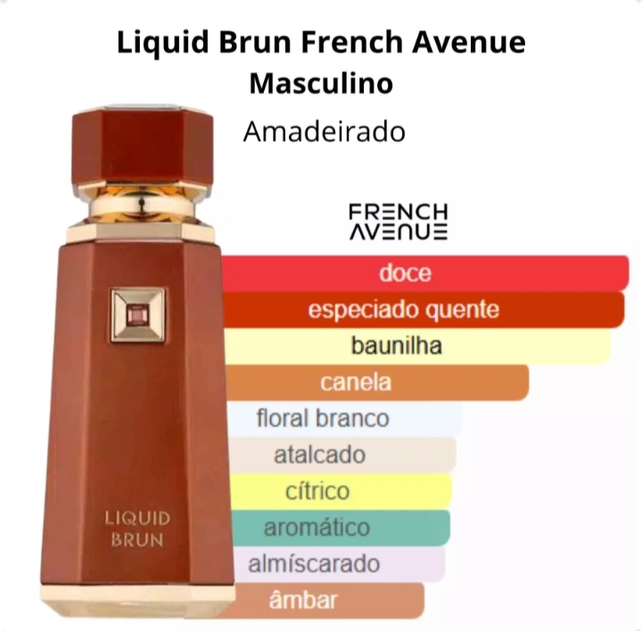 Perfume Árabe Liquid Brun French Avenue EDP 100ml Masculino – Baunilha Amadeirada Intensa - Imagem 2